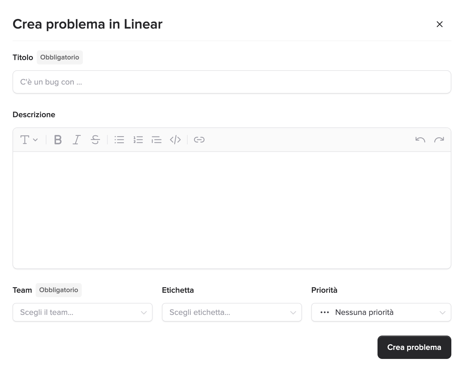 Create Linear Tickets with Ticket Manager in Italian