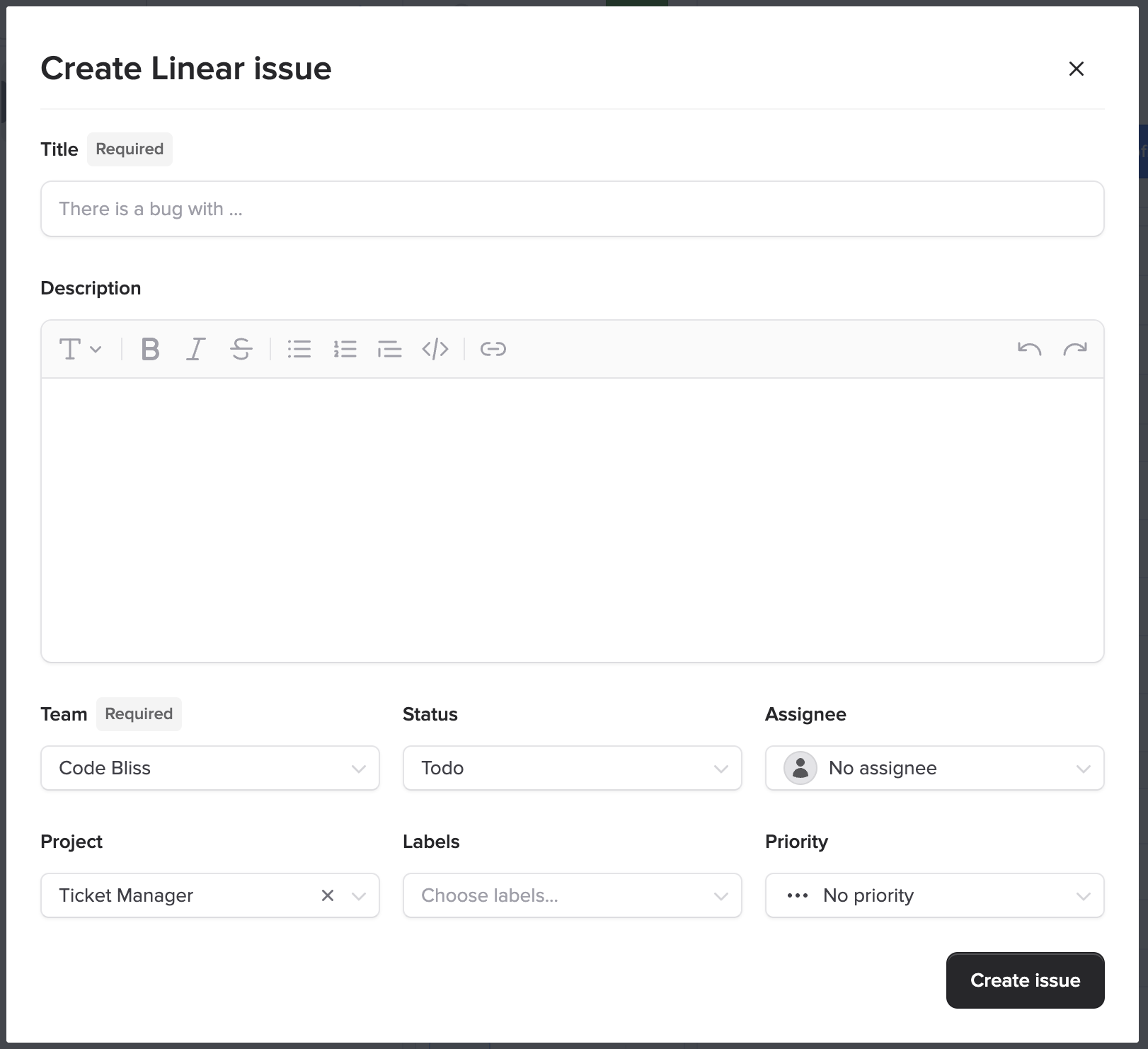 Default Values Applied in Ticket Creation