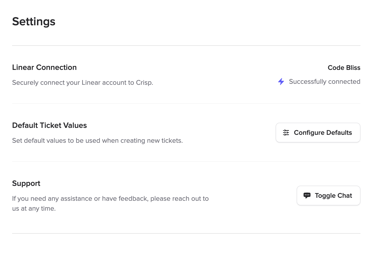 Configure Defaults Button